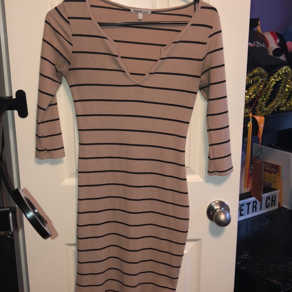 Pink and black mini dress